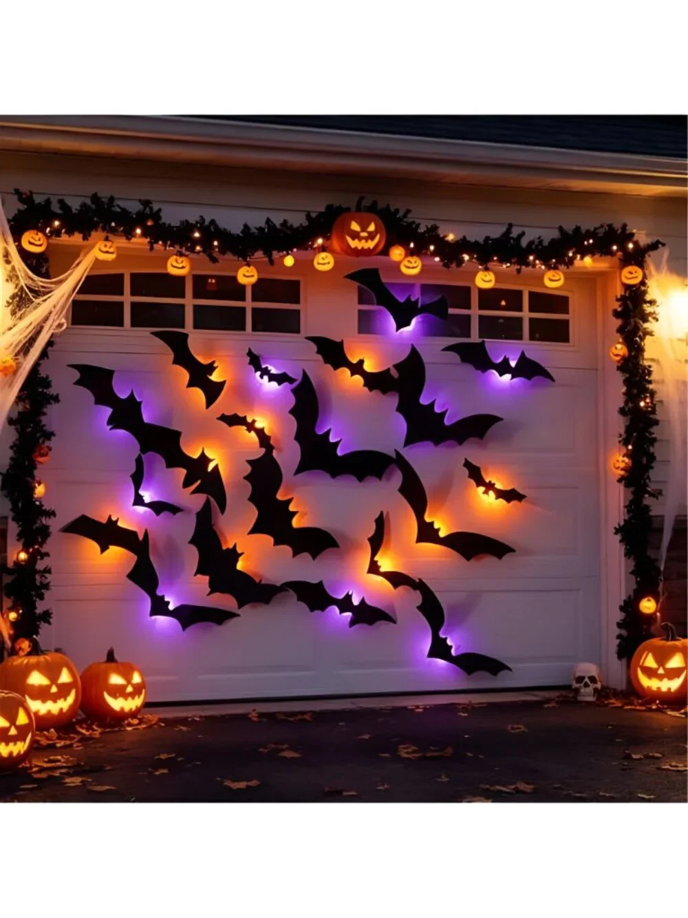 40 PCS Halloween Bats Wall Stickers Decor, Removable PVC Lighted 3D